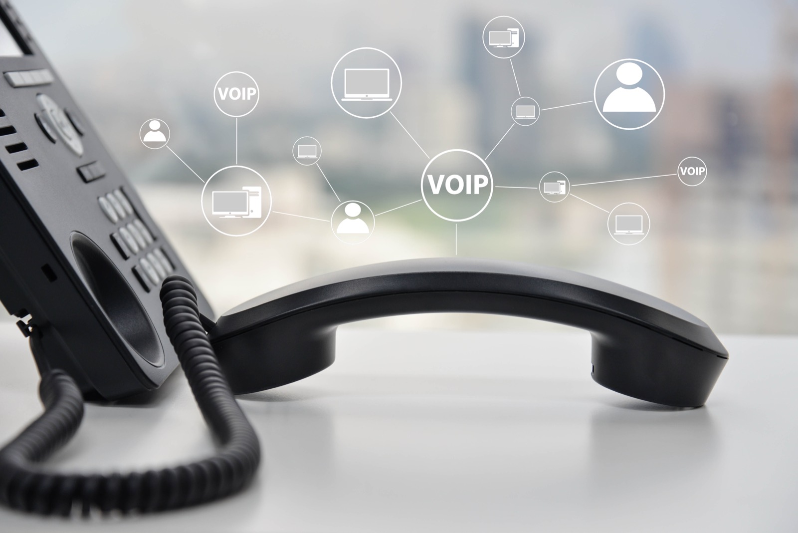 Desk phone with VoIP connections
