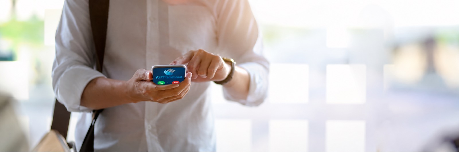 Employee using a company phone