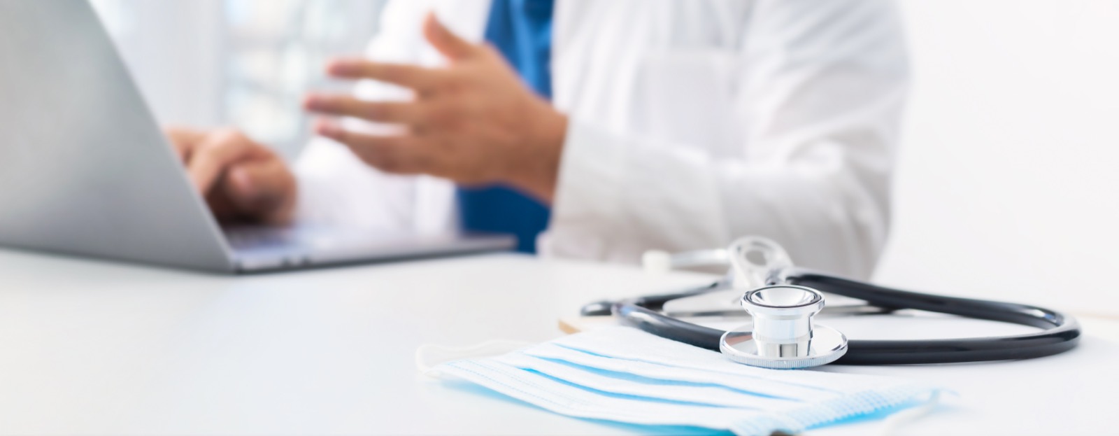 Stethoscope on a medical office desk